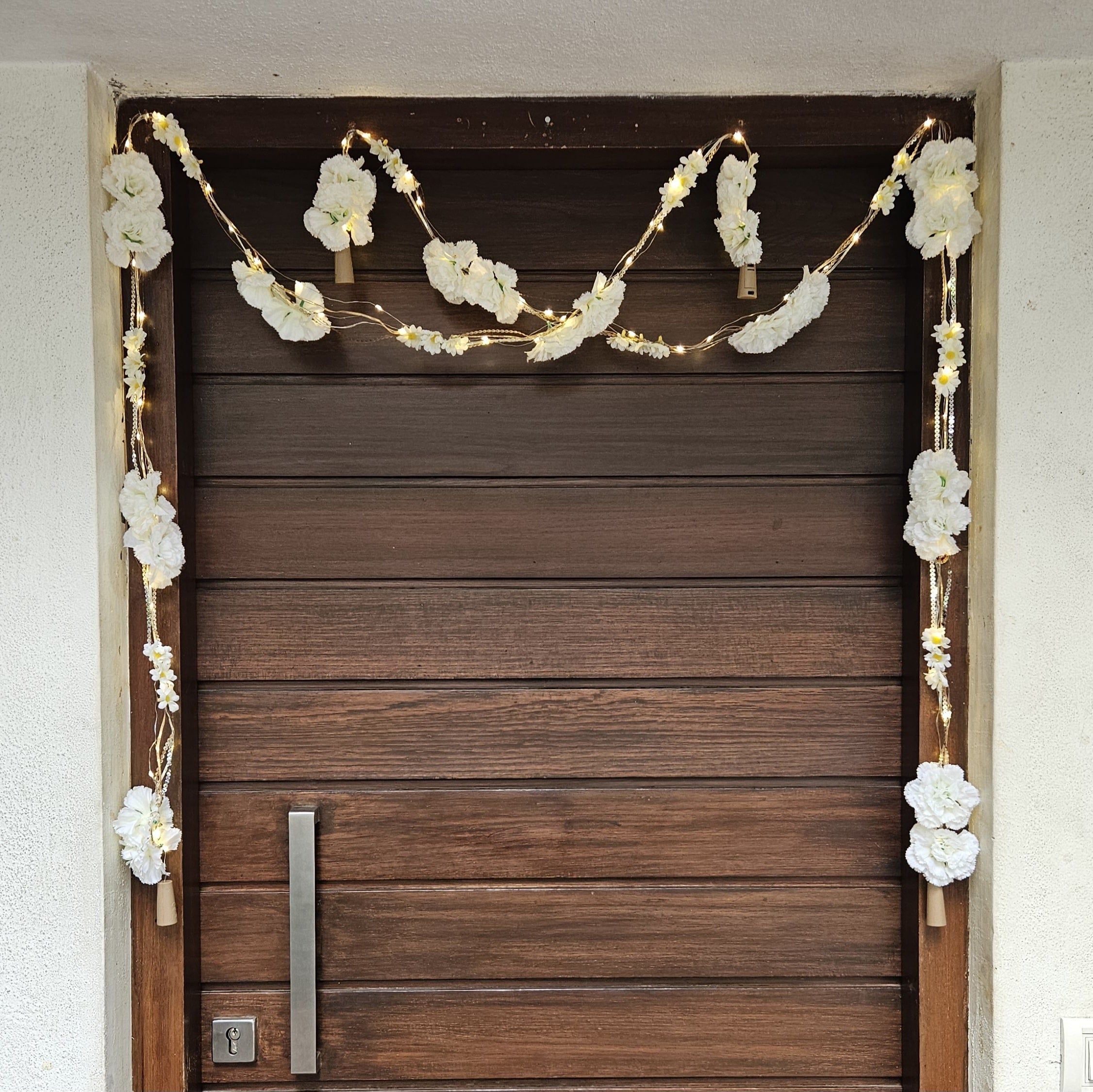 Shimmer Fairy Light Toran (Battery Operated) with Artificial Flowers - 75inch Length