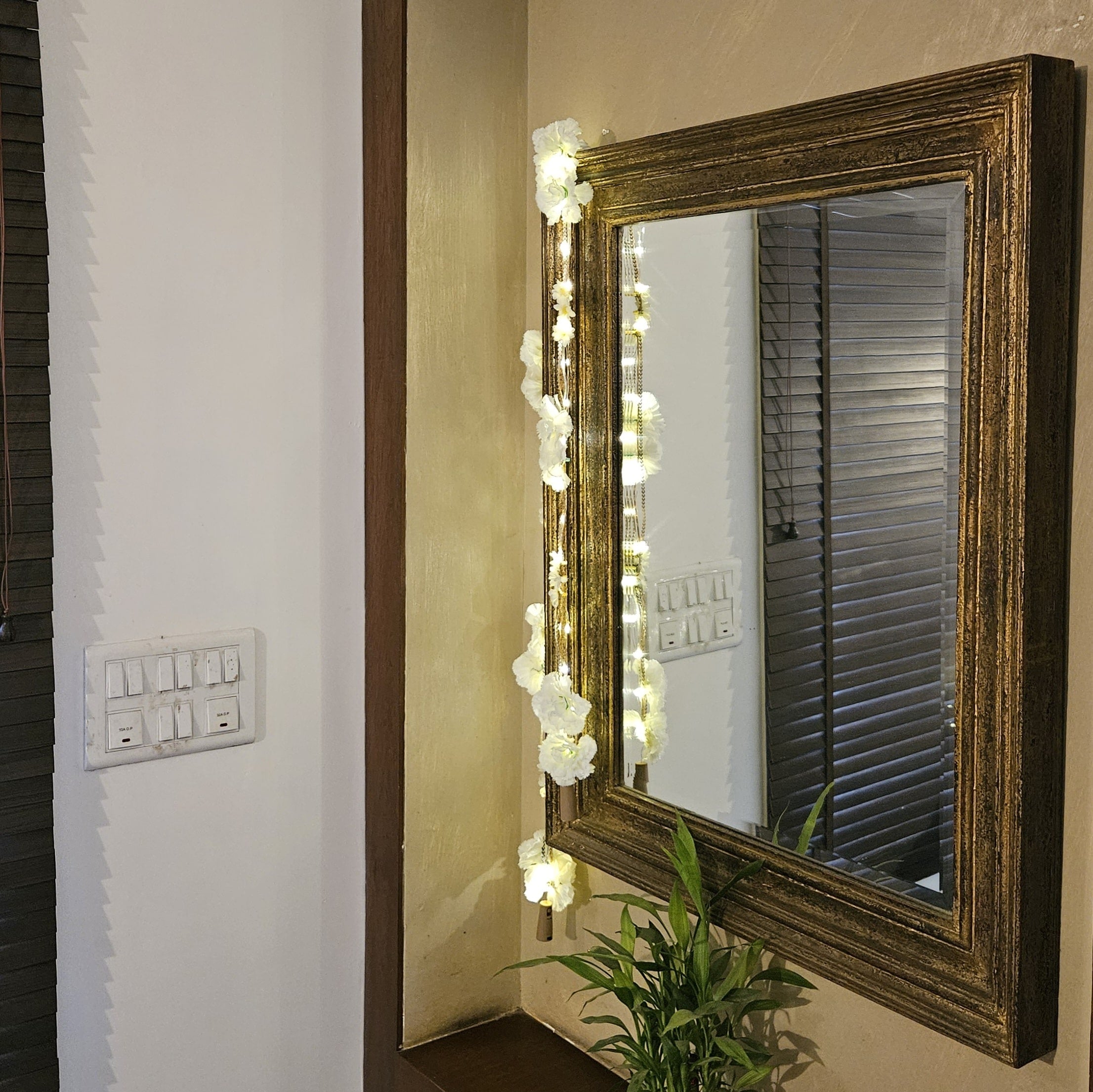 Shimmer Fairy Light (Battery Operated) with Artificial Flowers - 75inch Length