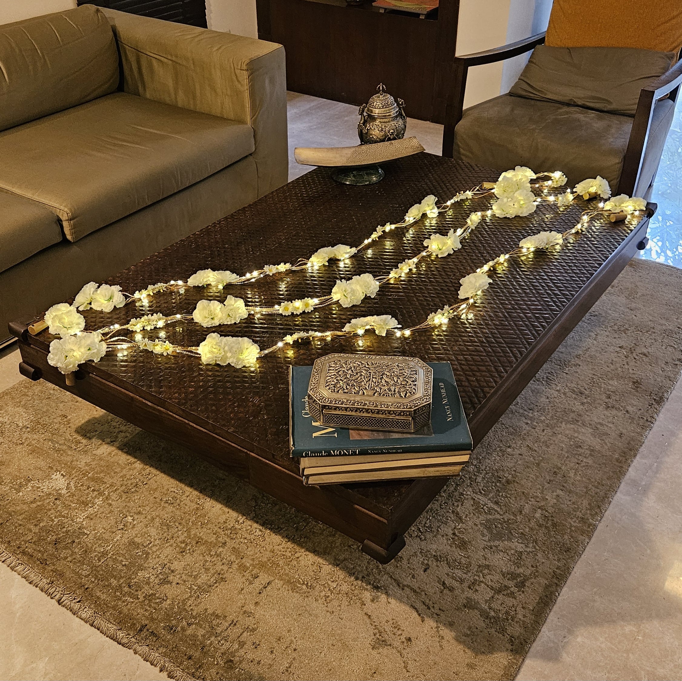 Shimmer Fairy Light (Battery Operated) with Artificial Flowers - 75inch Length