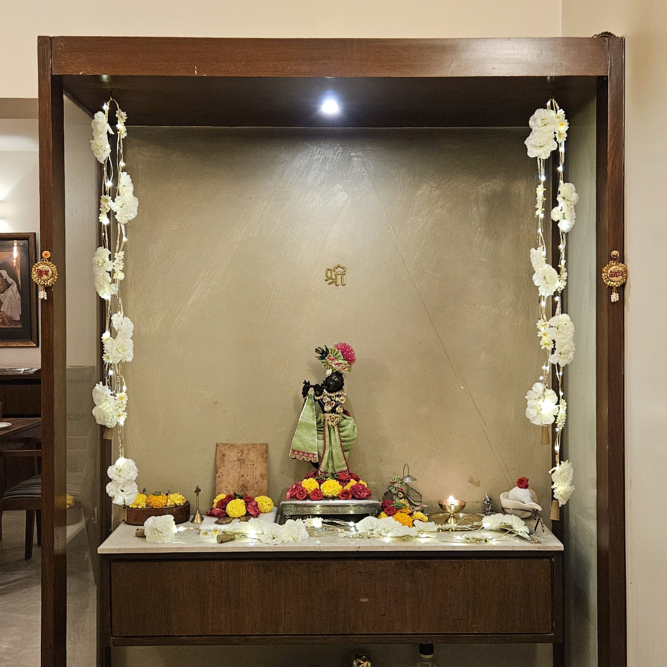 Shimmer Fairy Light (Battery Operated) with Artificial Flowers - 75inch Length