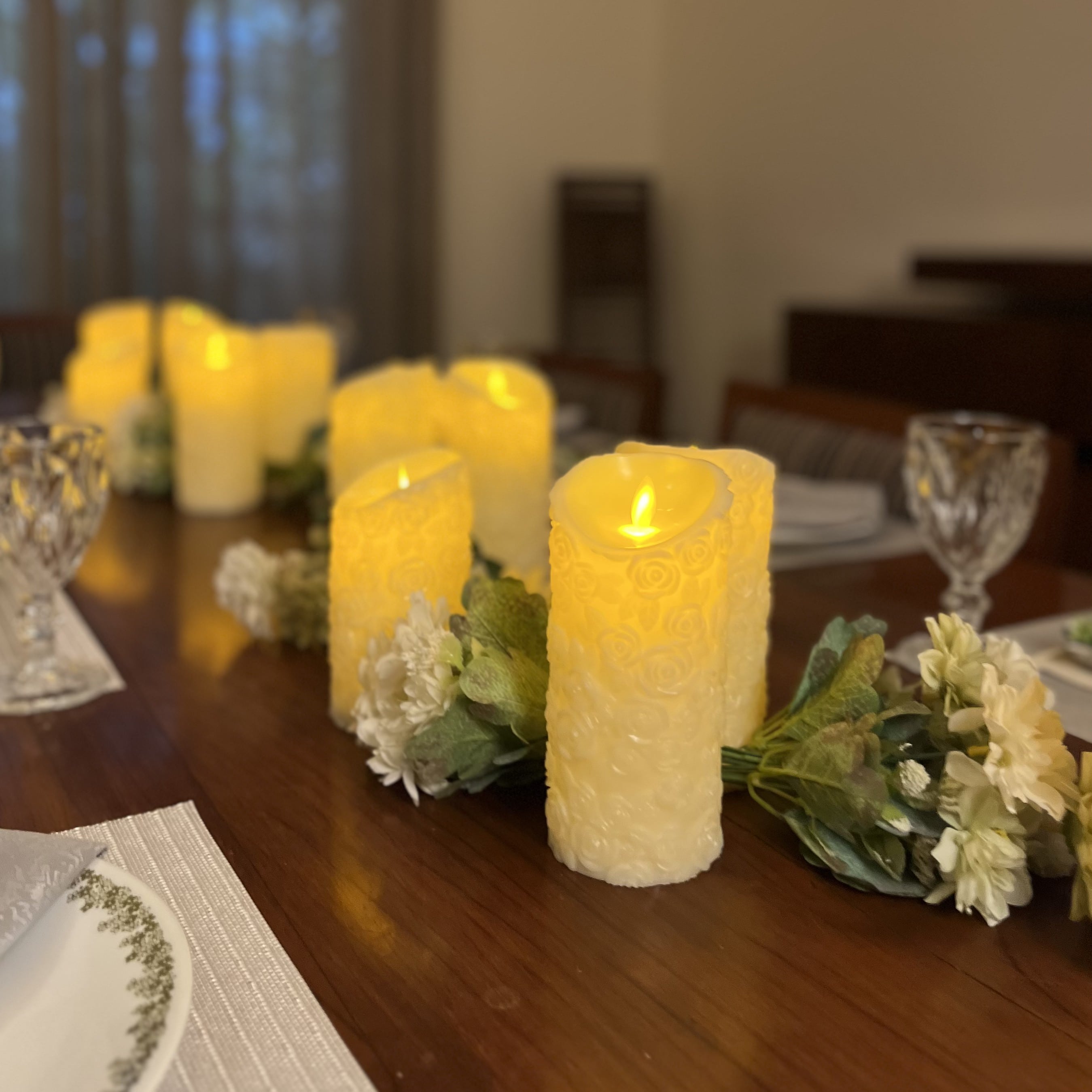 Flower Embossed LED Candle (7inch height)