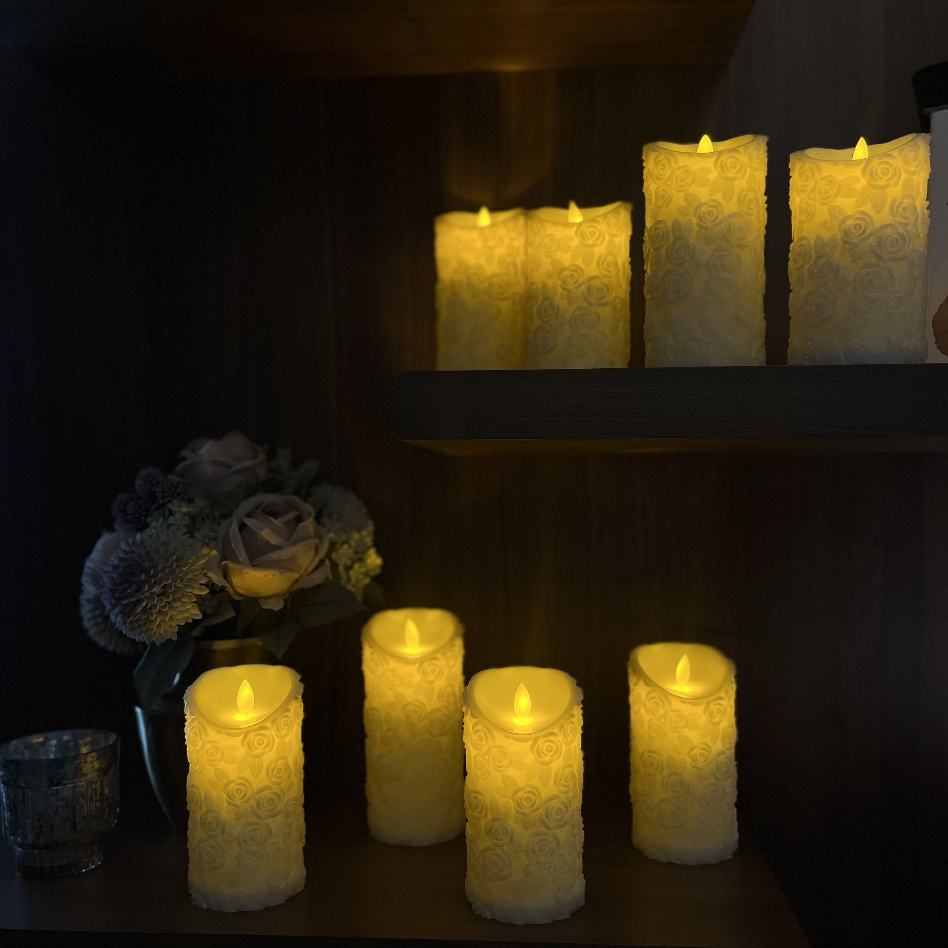 Flower Embossed LED Candle (7inch height)