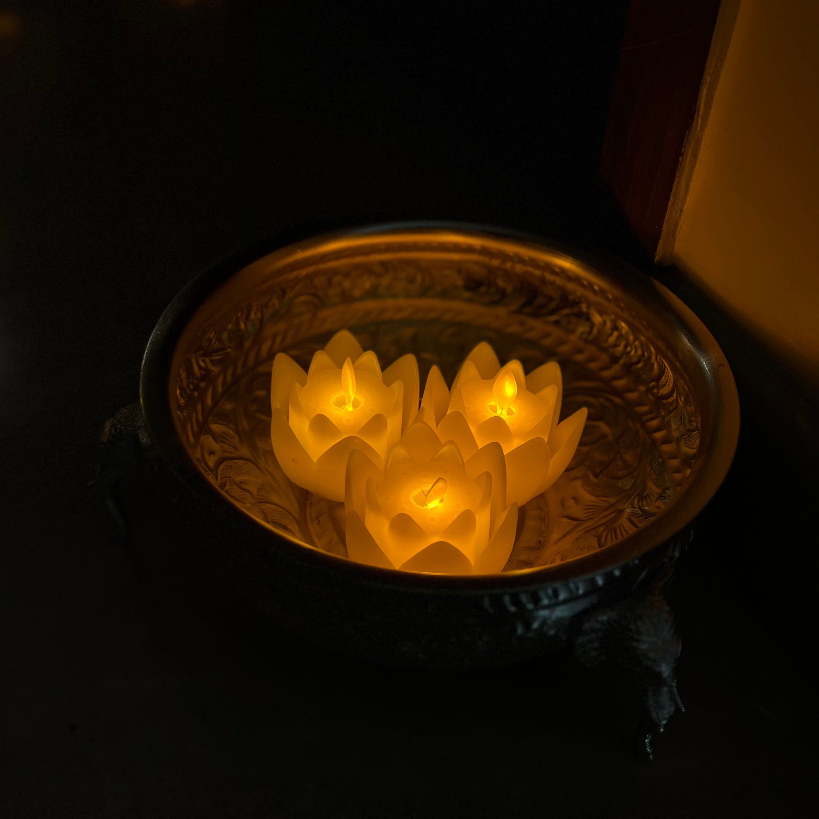 Vastu Lotus LED Candle - Flameless Puja Diya