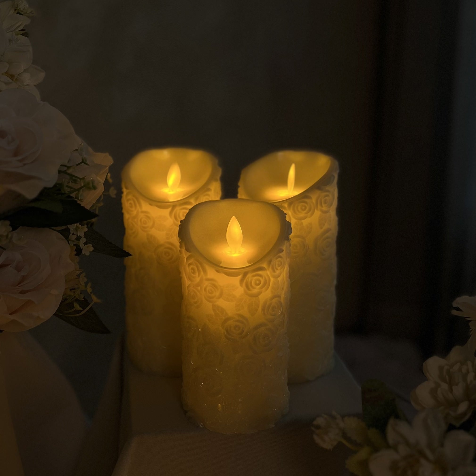 Flower Embossed LED Candle