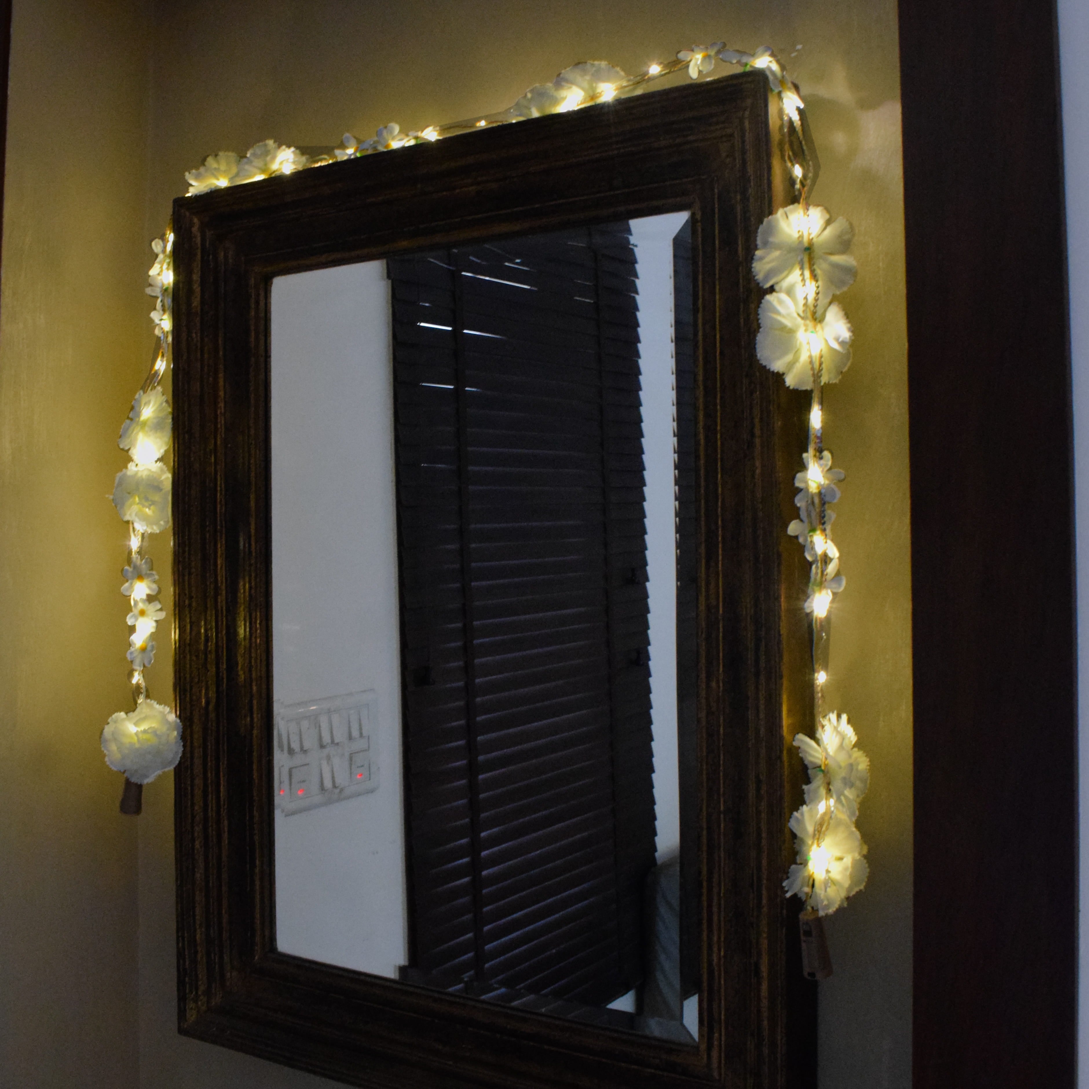 Shimmer Fairy Light (Battery Operated) with Artificial Flowers - 75inch Length