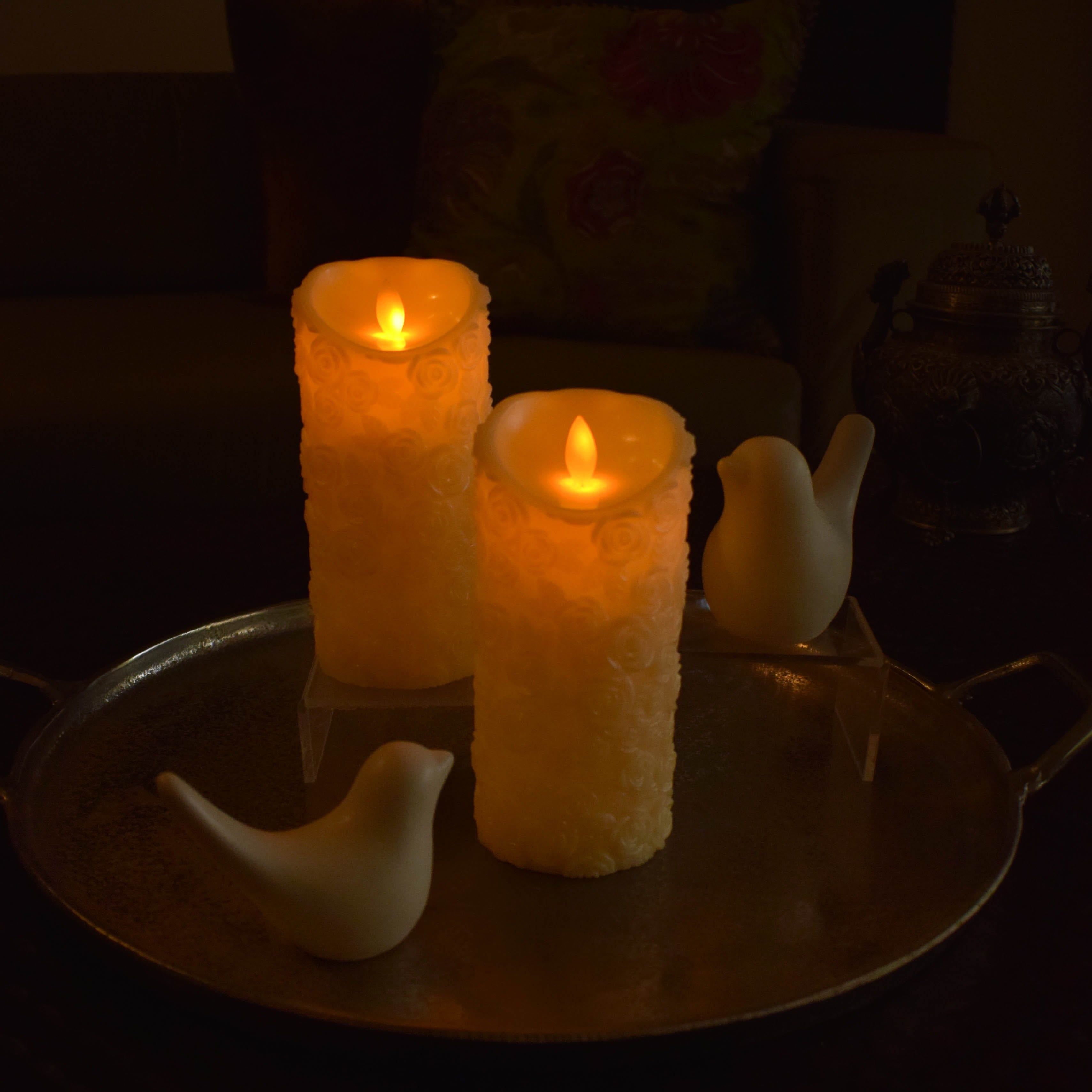 Flower Embossed LED Candle (7inch height)