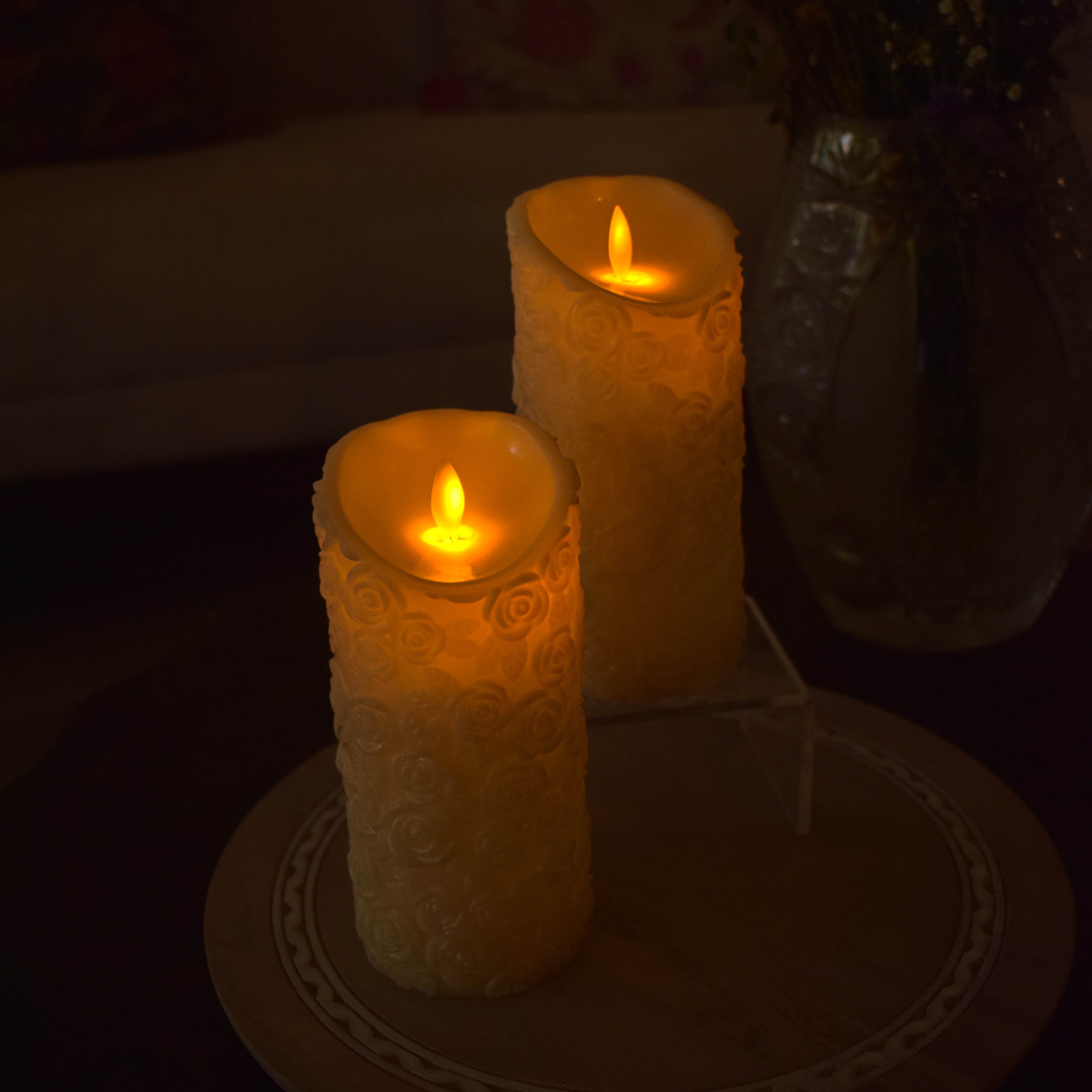 Flower Embossed LED Candle (7inch height)