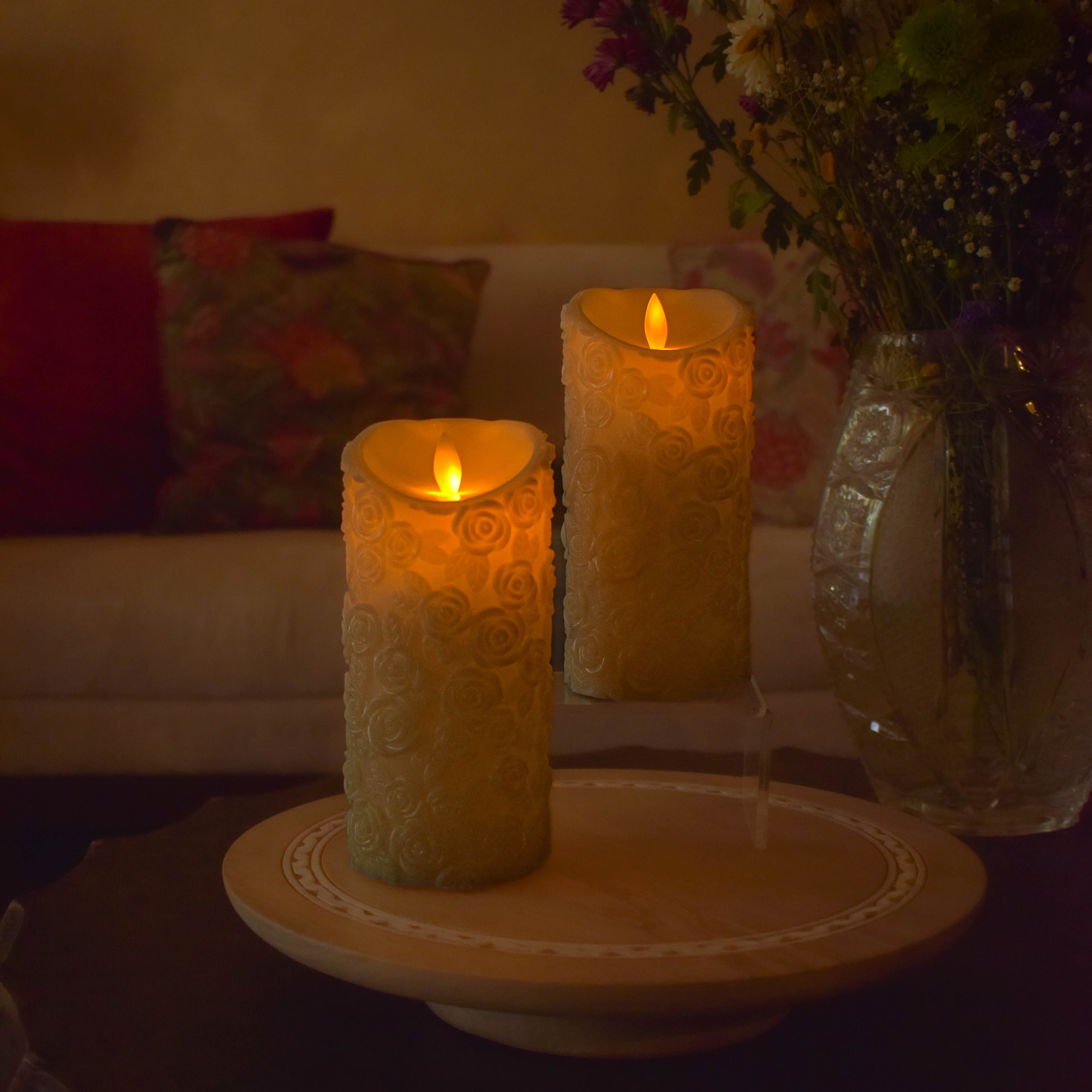 Flower Embossed LED Candle (7inch height)