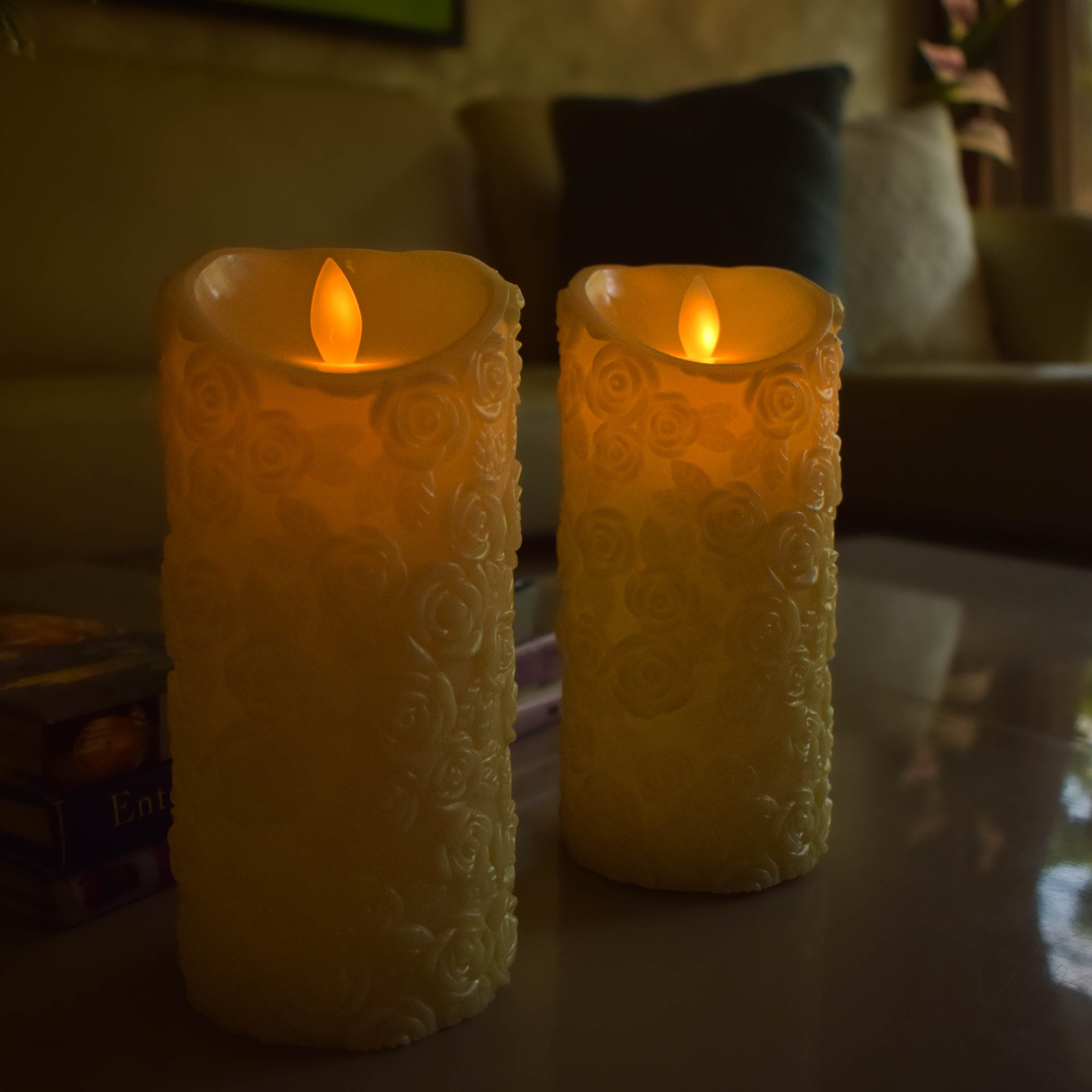 Flower Embossed LED Candle (7inch height)