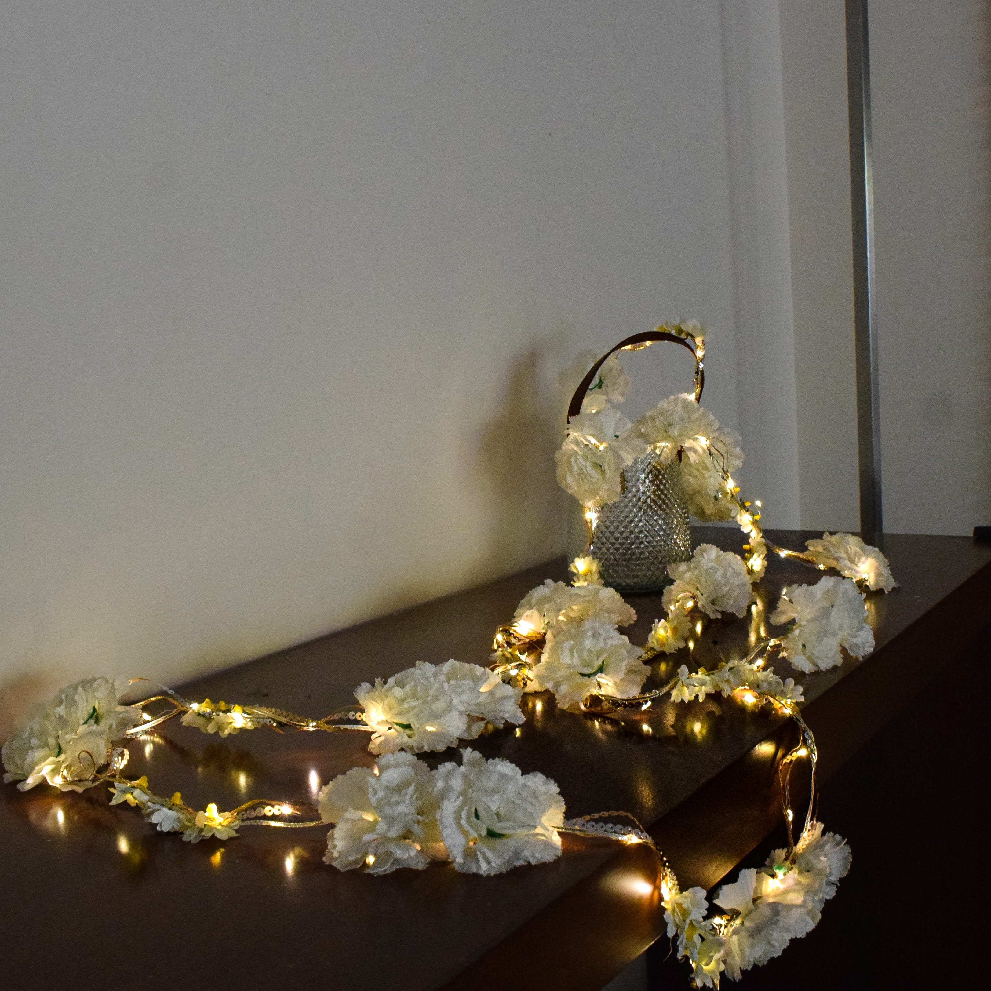 Shimmer Fairy Light (Battery Operated) with Artificial Flowers - 75inch Length