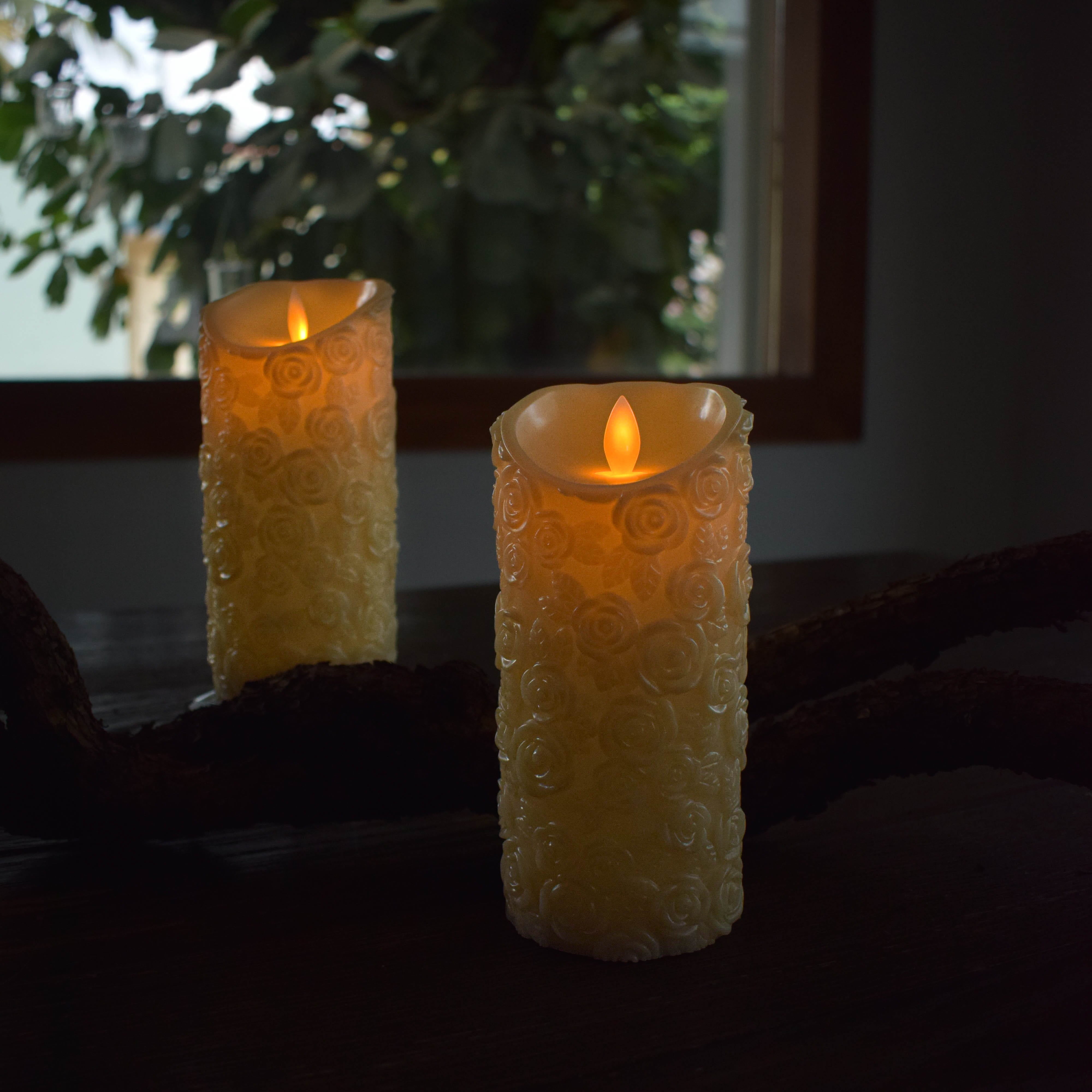 Flower Embossed LED Candle (7inch height)