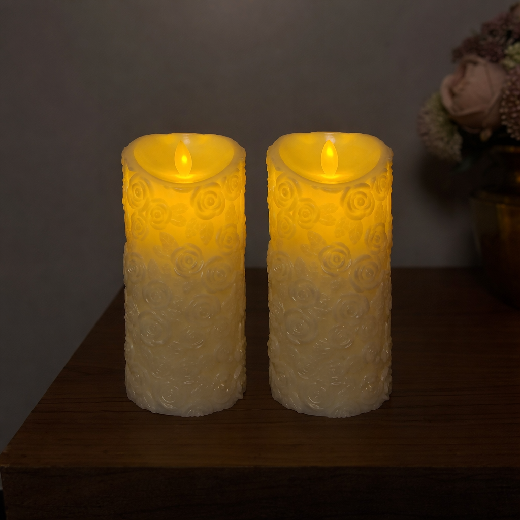 Flower Embossed LED Candle