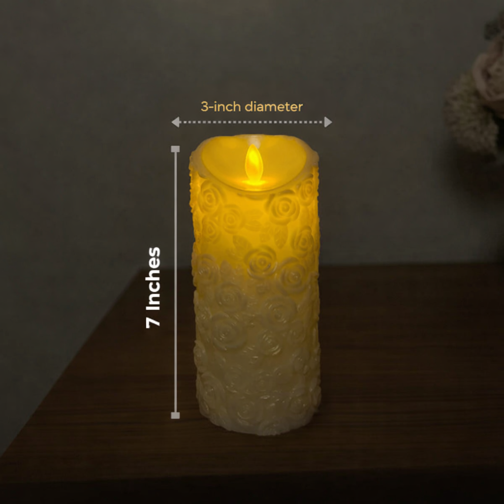 Flower Embossed LED Candle (7inch height)