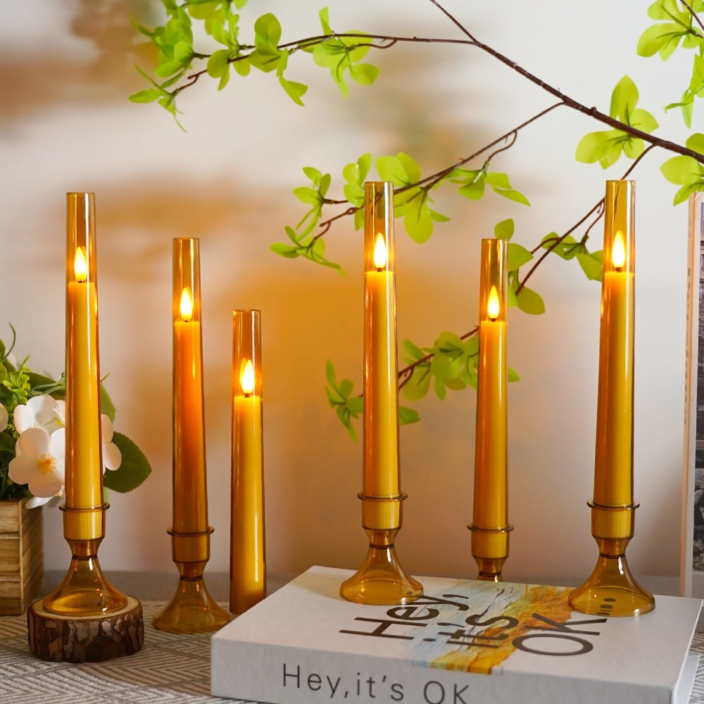 Yoro LED Candles Set of 6 with Stand and Remote