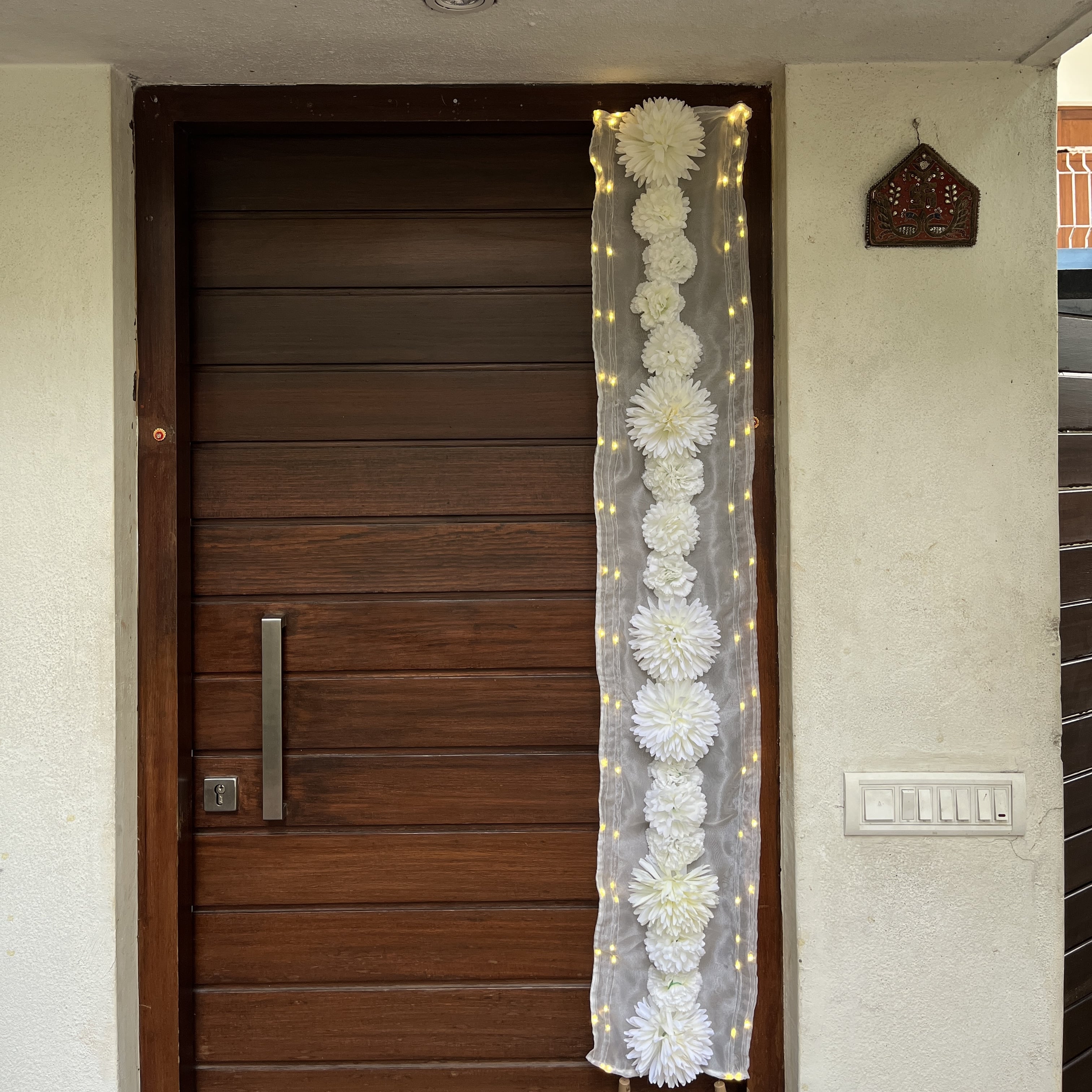 Floral Runner with Organza Fabric and Fairy Lights (Battery Operated) - 62inch length