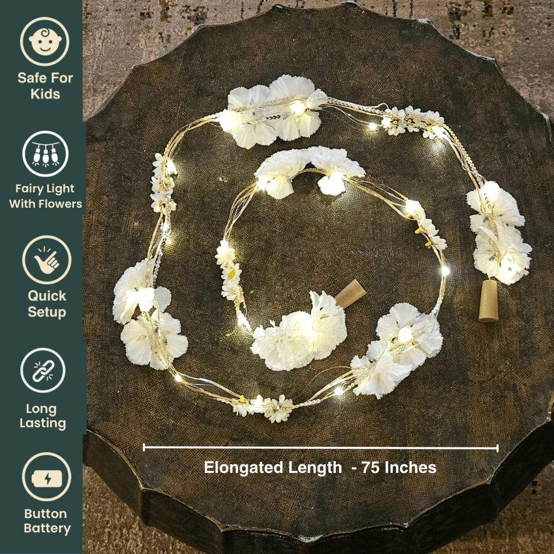 Shimmer Fairy Light (Battery Operated) with Artificial Flowers - 75inch Length