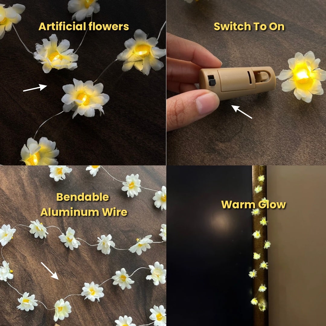 Flower Creeper with Fairy Lights (Battery Operated) - 42inch length