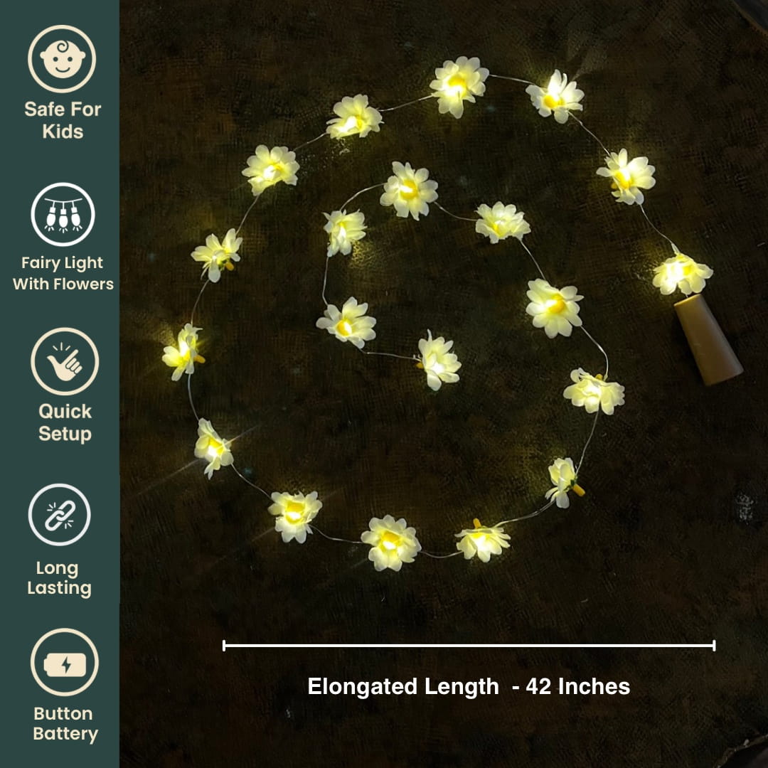 Flower Creeper with Fairy Lights (Battery Operated) - 42inch length