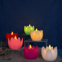 Colourful Lotus LED Candles Set of 6