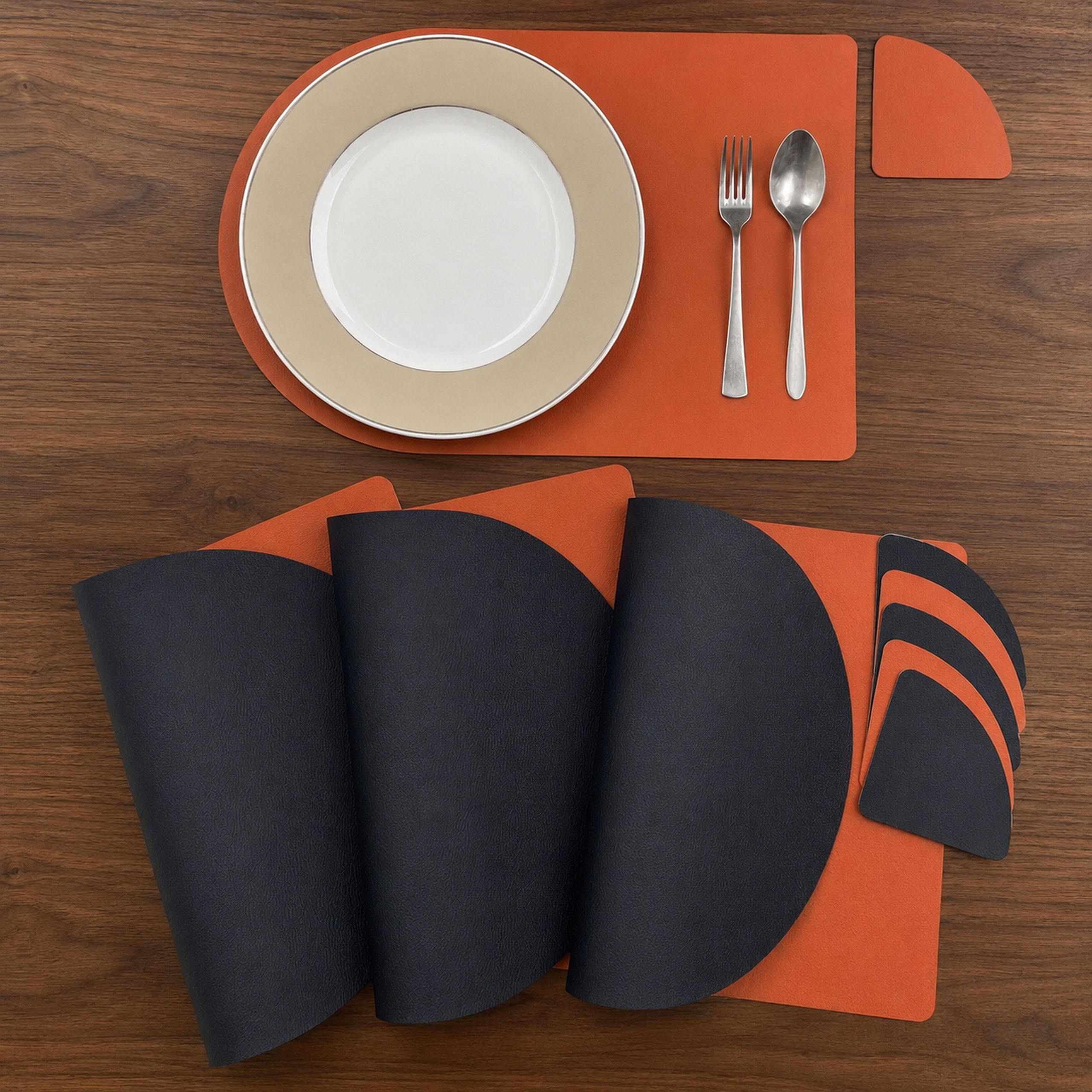 Double Sided Leather Table Mat & Coaster Set