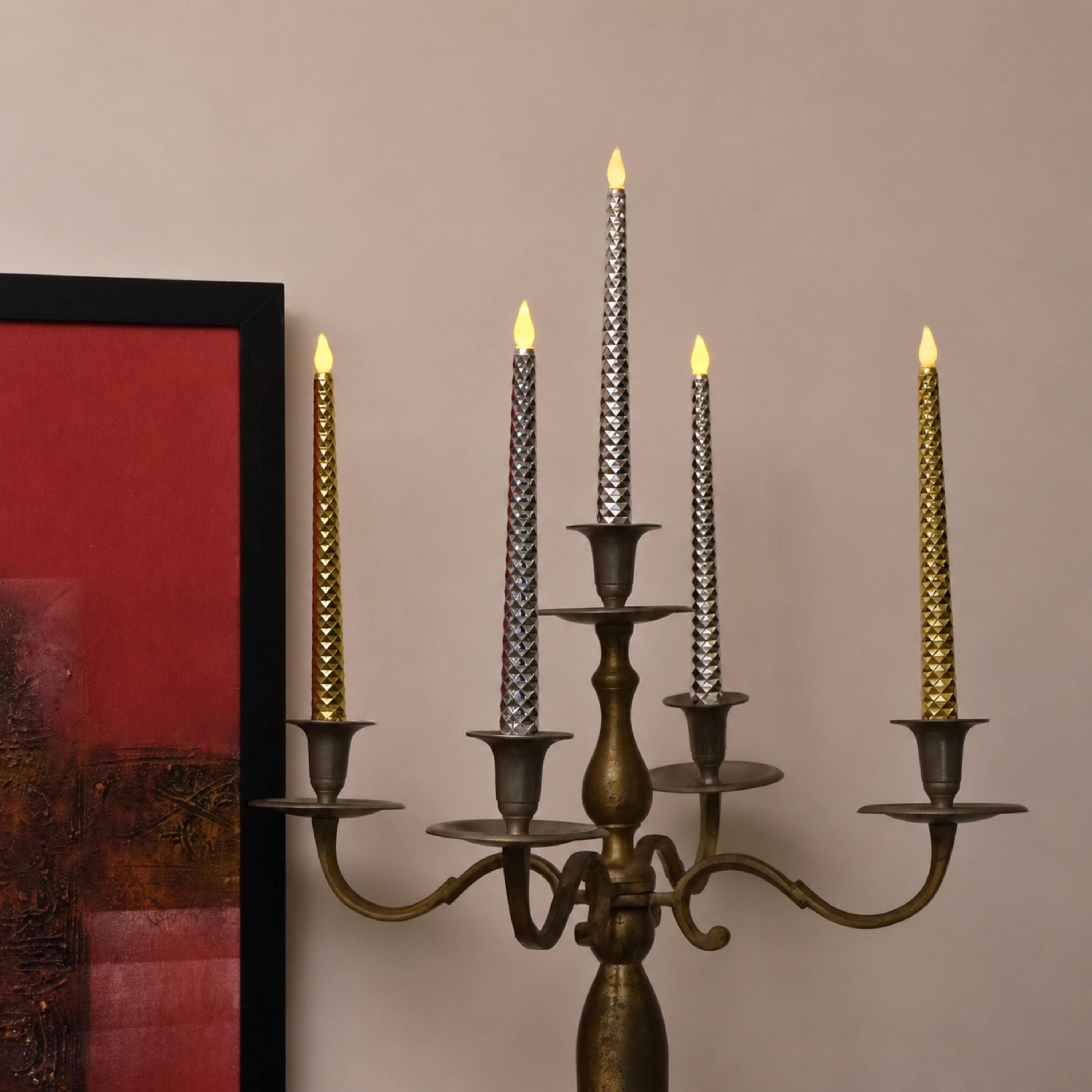 LED Shimmer Taper Candles