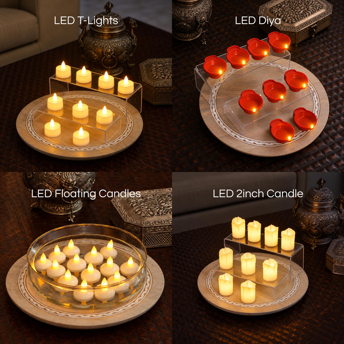 LED Festive Decor Lights Pack (6 pieces each of 4 varieties)