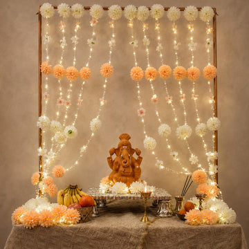 Floral Fairy Light - Ganesh Chaturthi Mandap Decor (76inch length, battery operated)