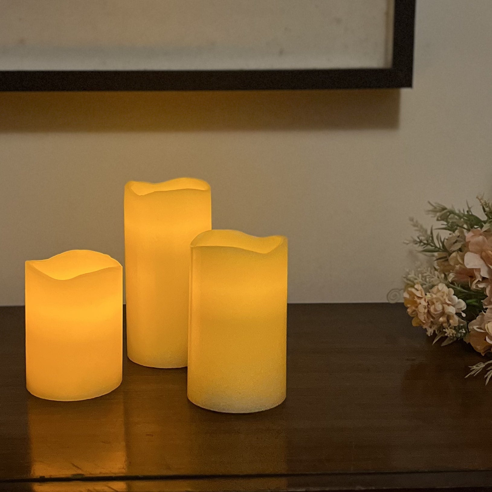 Wax Coated LED Candle Set of 3