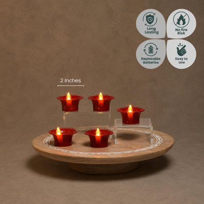 Big flame LED diya is 2 inches wide, long lasting, no fire risk, replaceable batteries and easy to use