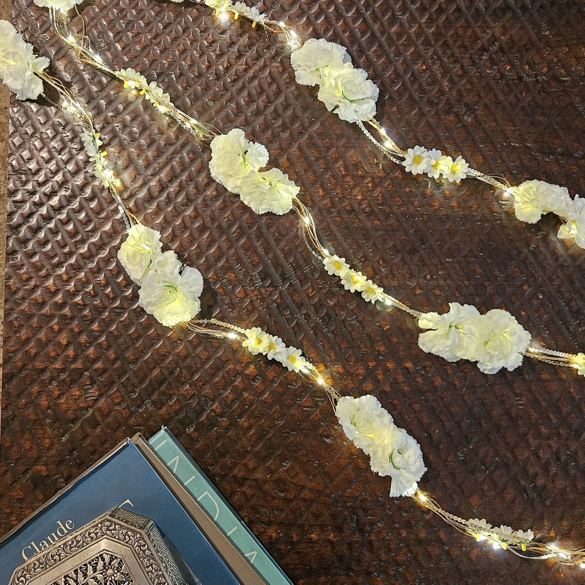 Shimmer Fairy Light (Battery Operated) with Artificial Flowers - 75inch Length