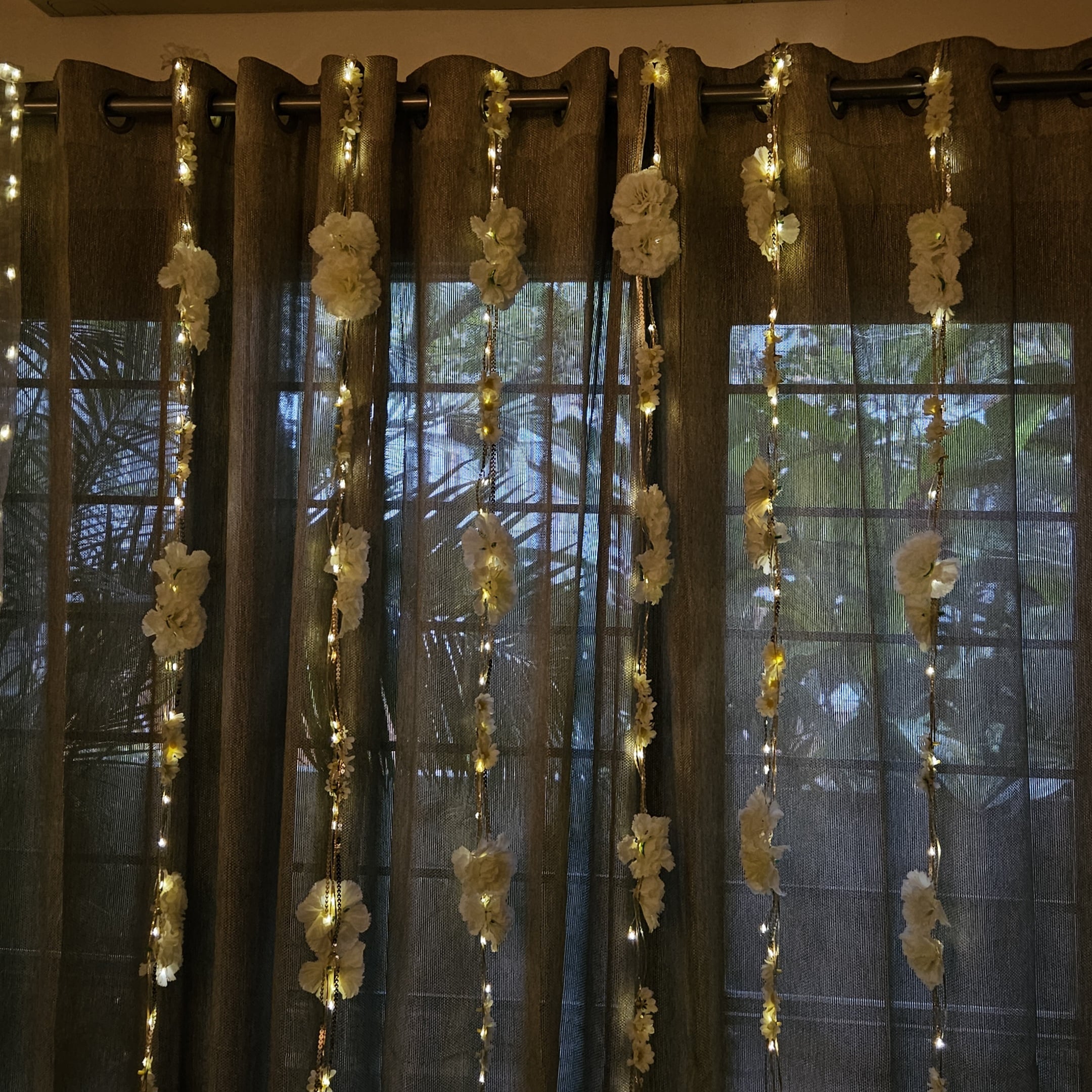 Shimmer Fairy Light (Battery Operated) with Artificial Flowers - 75inch Length