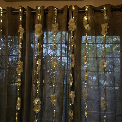 Shimmer Fairy Light (Battery Operated) with Artificial Flowers - 75inch Length