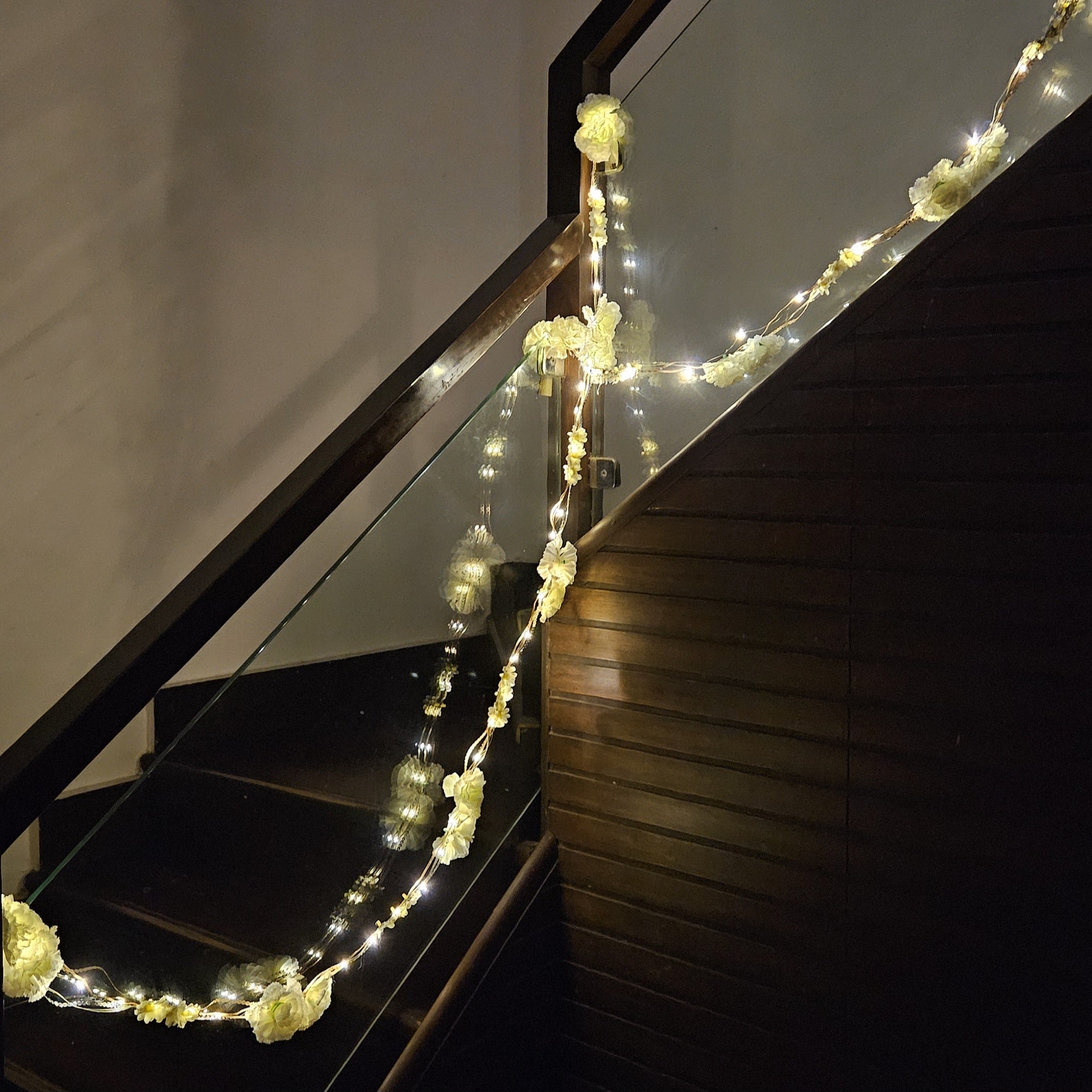 Shimmer Fairy Light (Battery Operated) with Artificial Flowers - 75inch Length