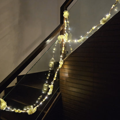 Shimmer Fairy Light (Battery Operated) with Artificial Flowers - 75inch Length