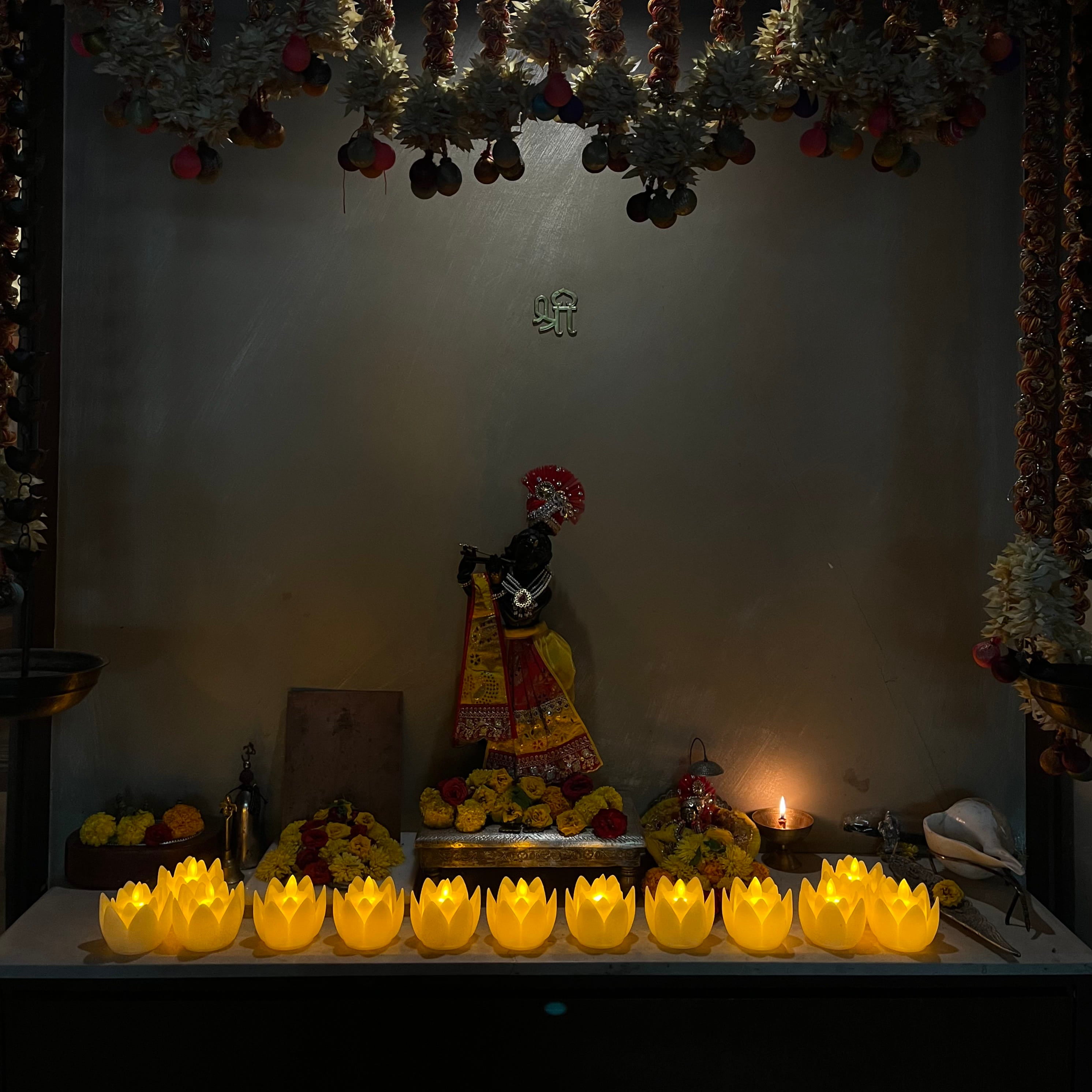 Vastu Lotus LED Candle - Flameless Puja Diya