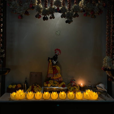 Vastu Lotus LED Candle - Flameless Puja Diya