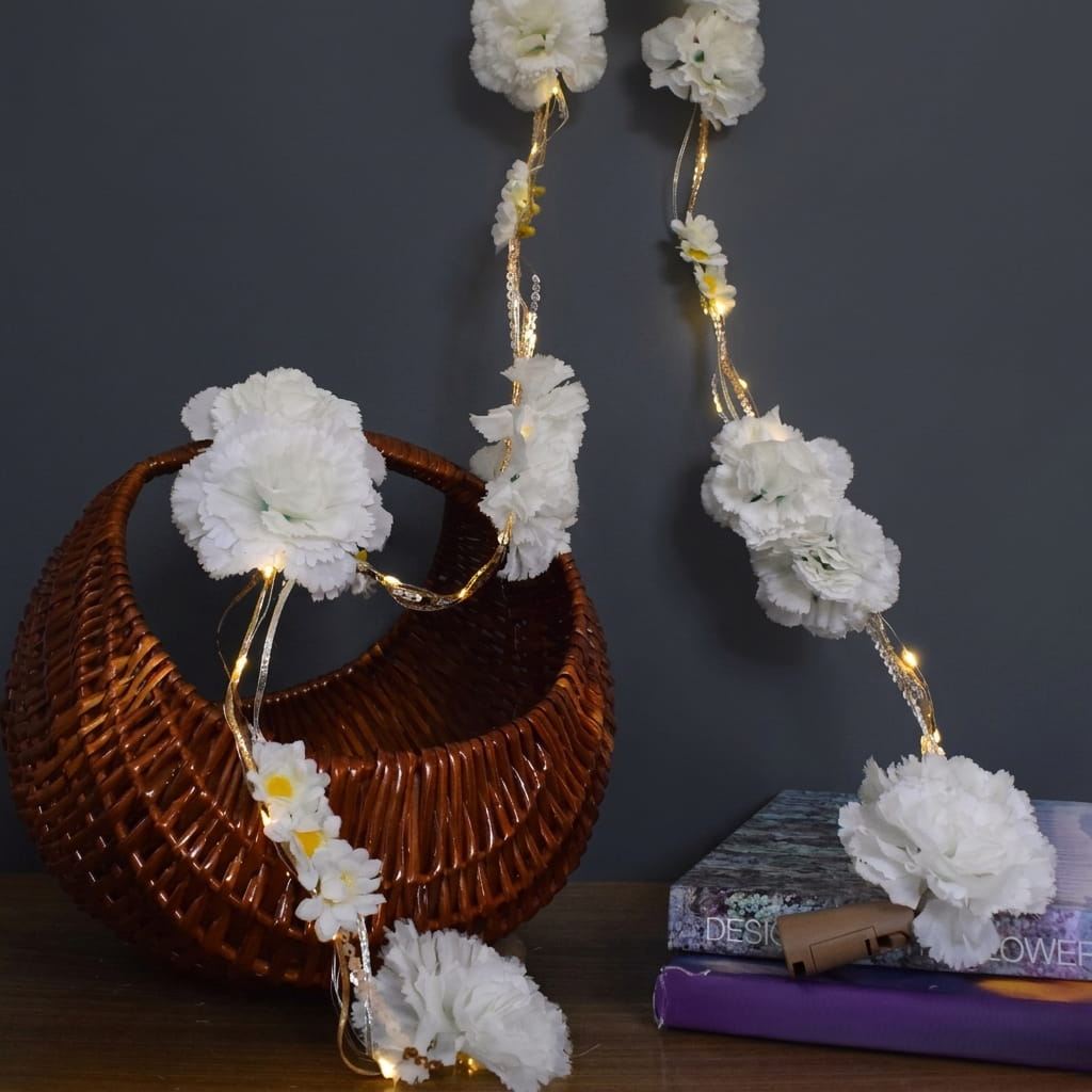 Shimmer Fairy Light (Battery Operated) with Artificial Flowers - 75inch Length