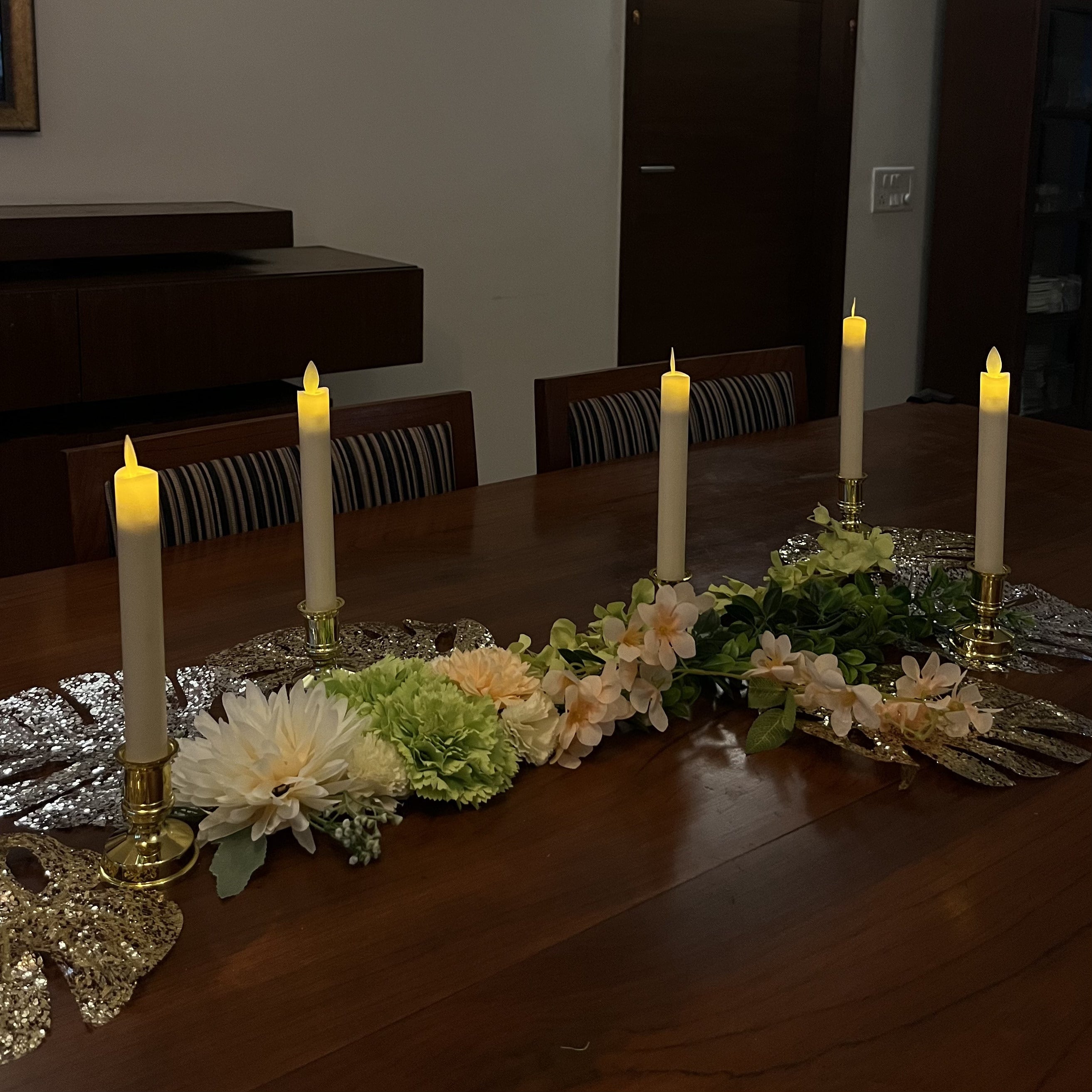 Floral Decor + LED Candles Set