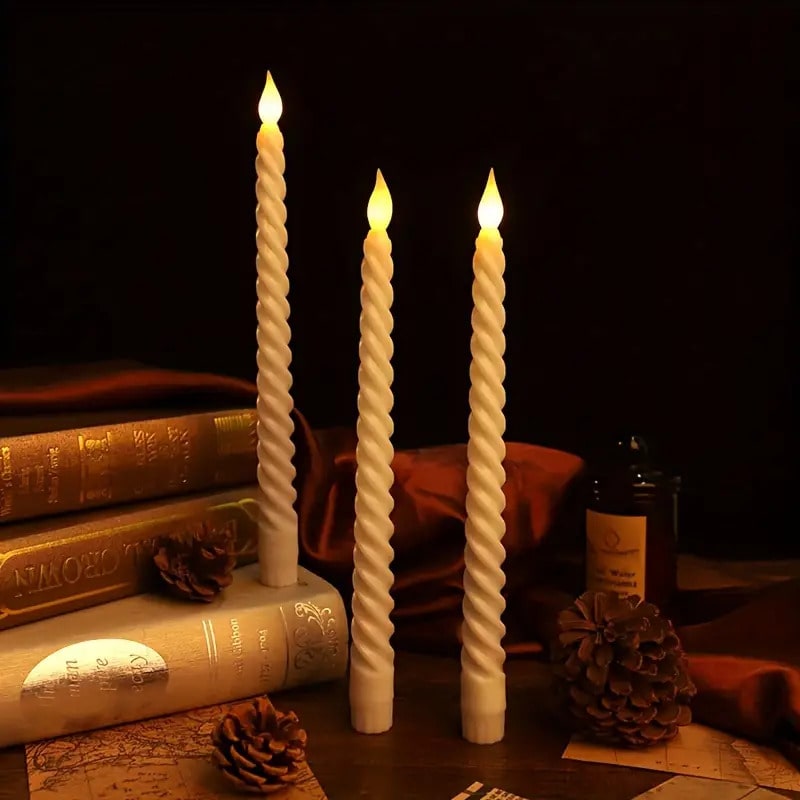 LED Spiral Taper Candles