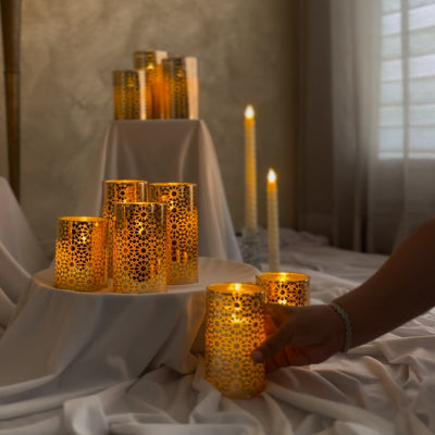 Floral Acrylic Glass LED Candle