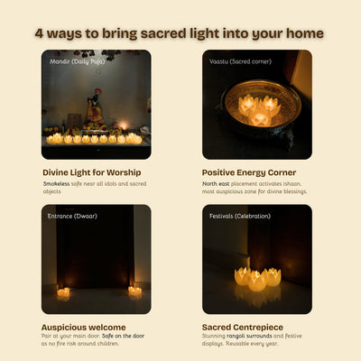 Vastu Lotus LED Candle - Flameless Puja Diya