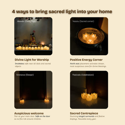 Vastu Lotus LED Candle - Flameless Puja Diya