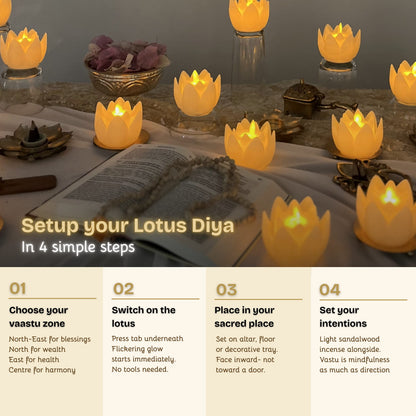 Vastu Lotus LED Candle - Flameless Puja Diya