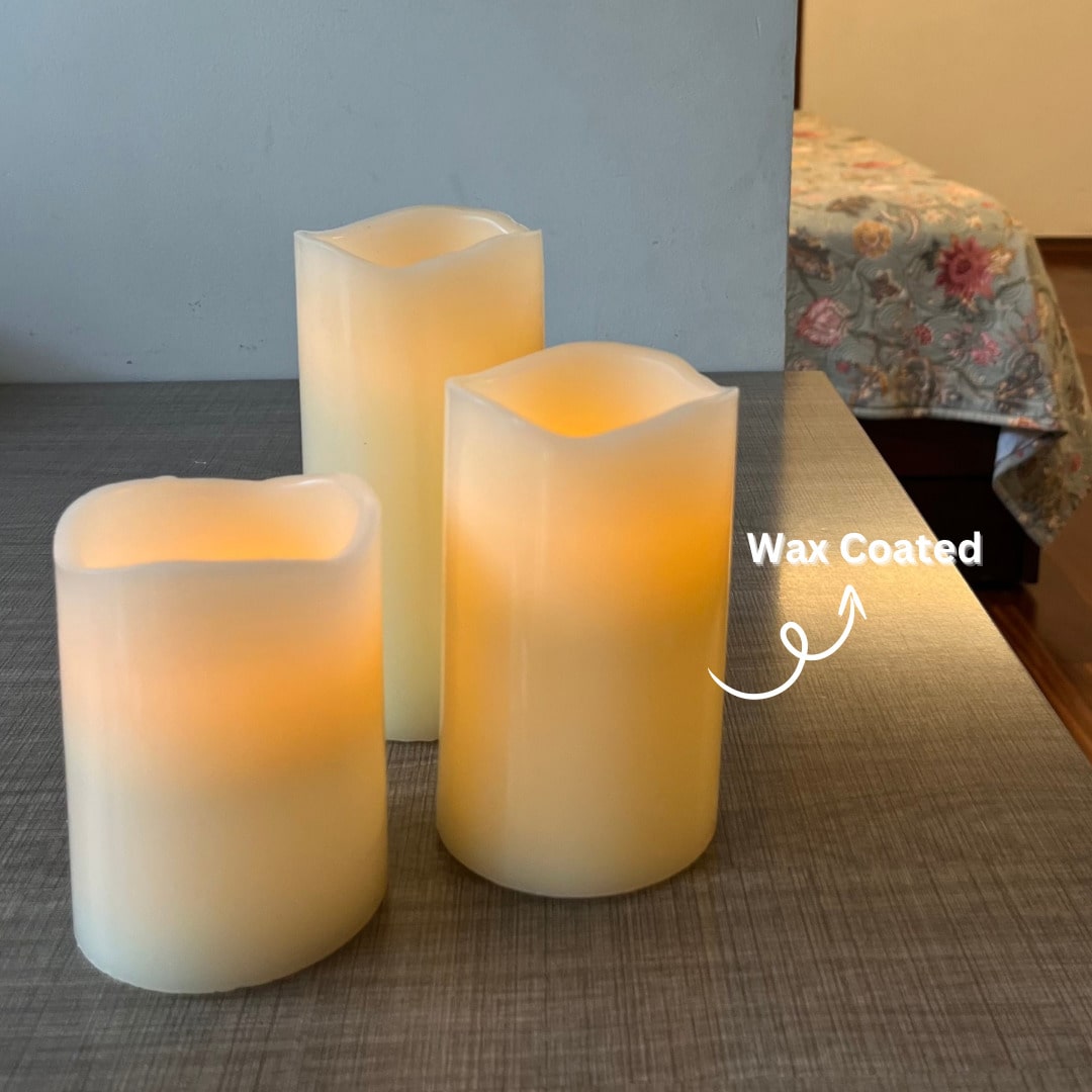 Wax Coated LED Candle Set of 3