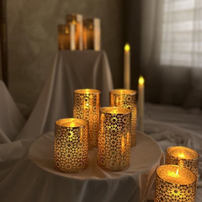 Floral Acrylic Glass LED Candle