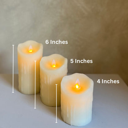 Dancing Flame Wax Coated LED Candle Set of 3