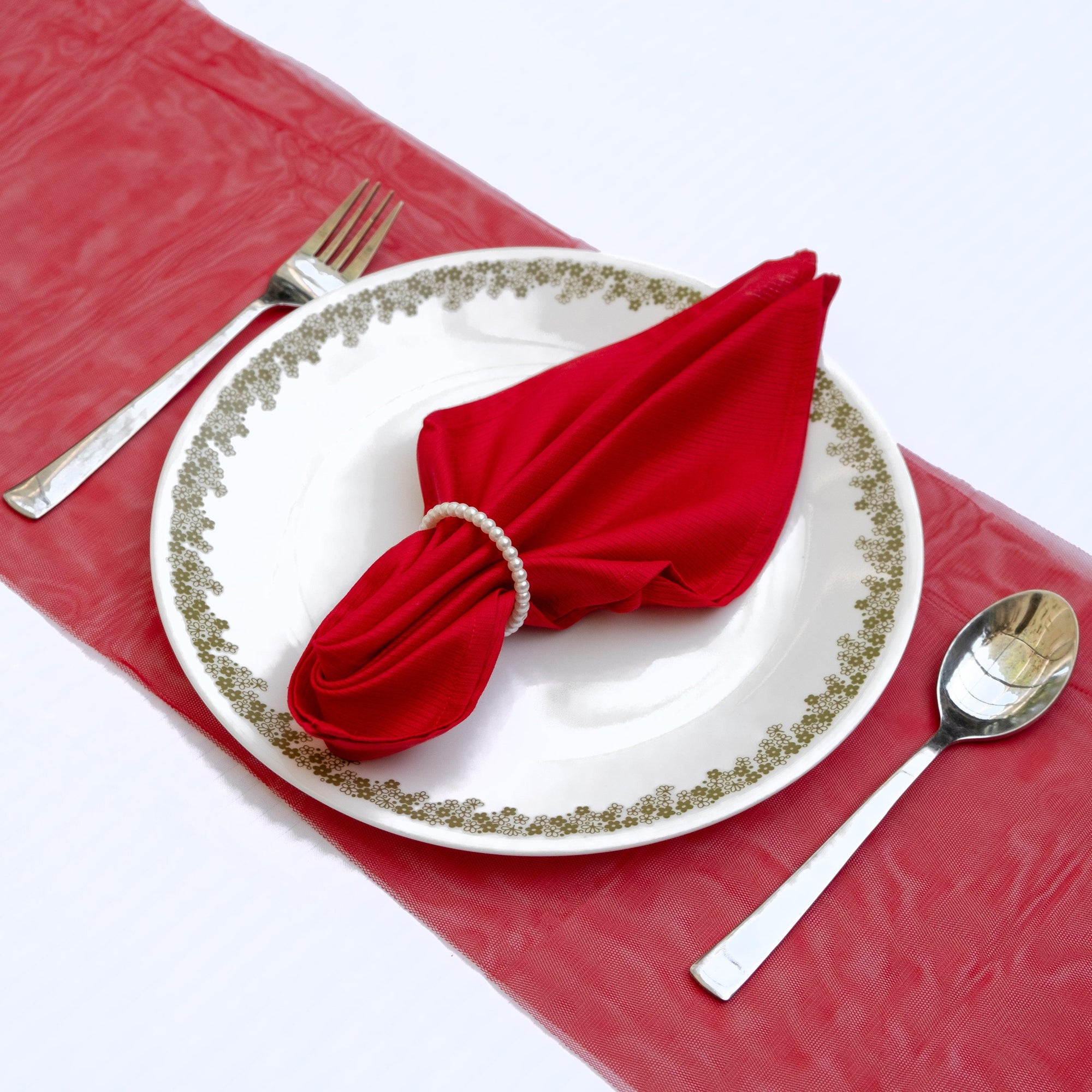 Red Dinner Napkins - Floral Art by Nandini (A unit of R S creations and designs)