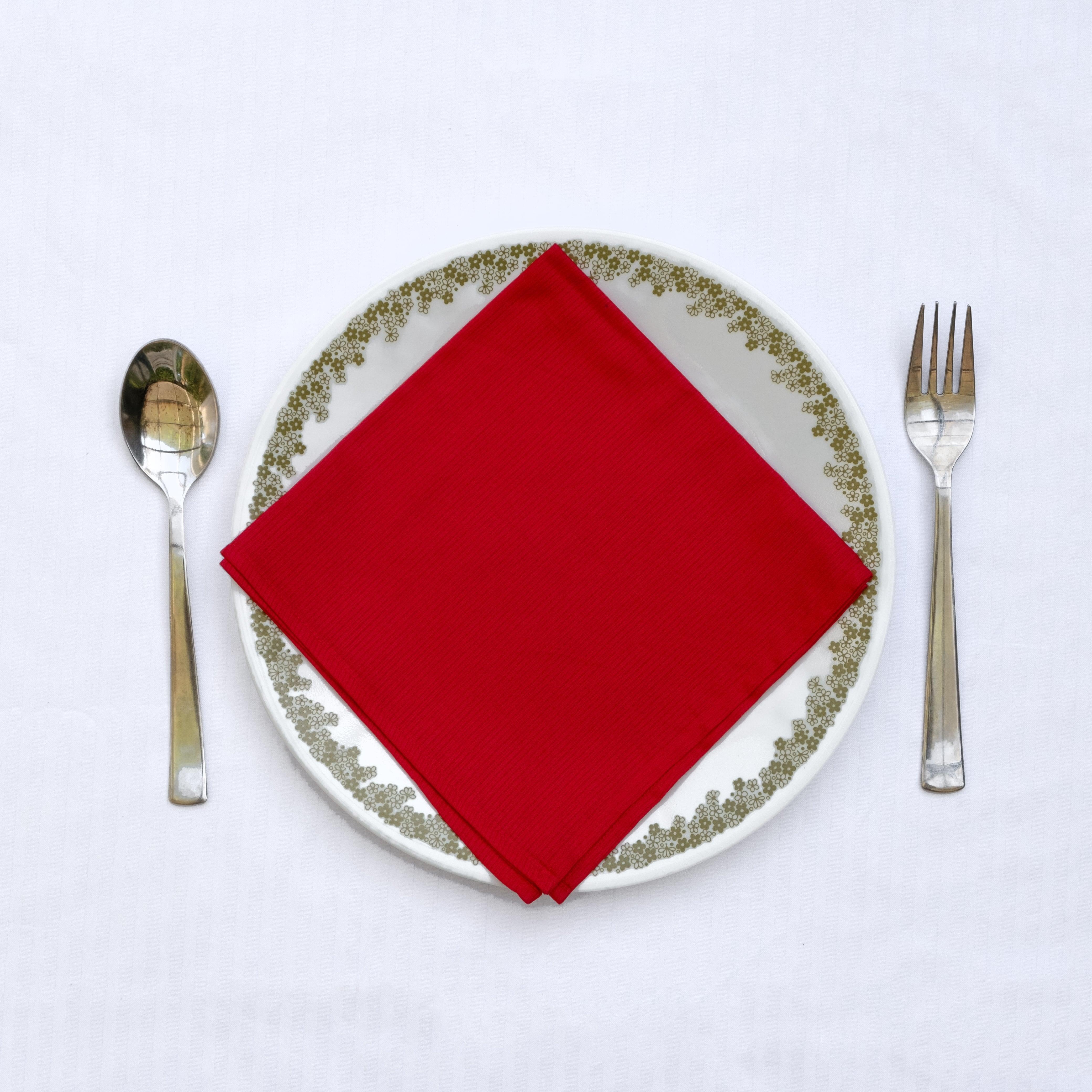 Red Dinner Napkins - Floral Art by Nandini (A unit of R S creations and designs)