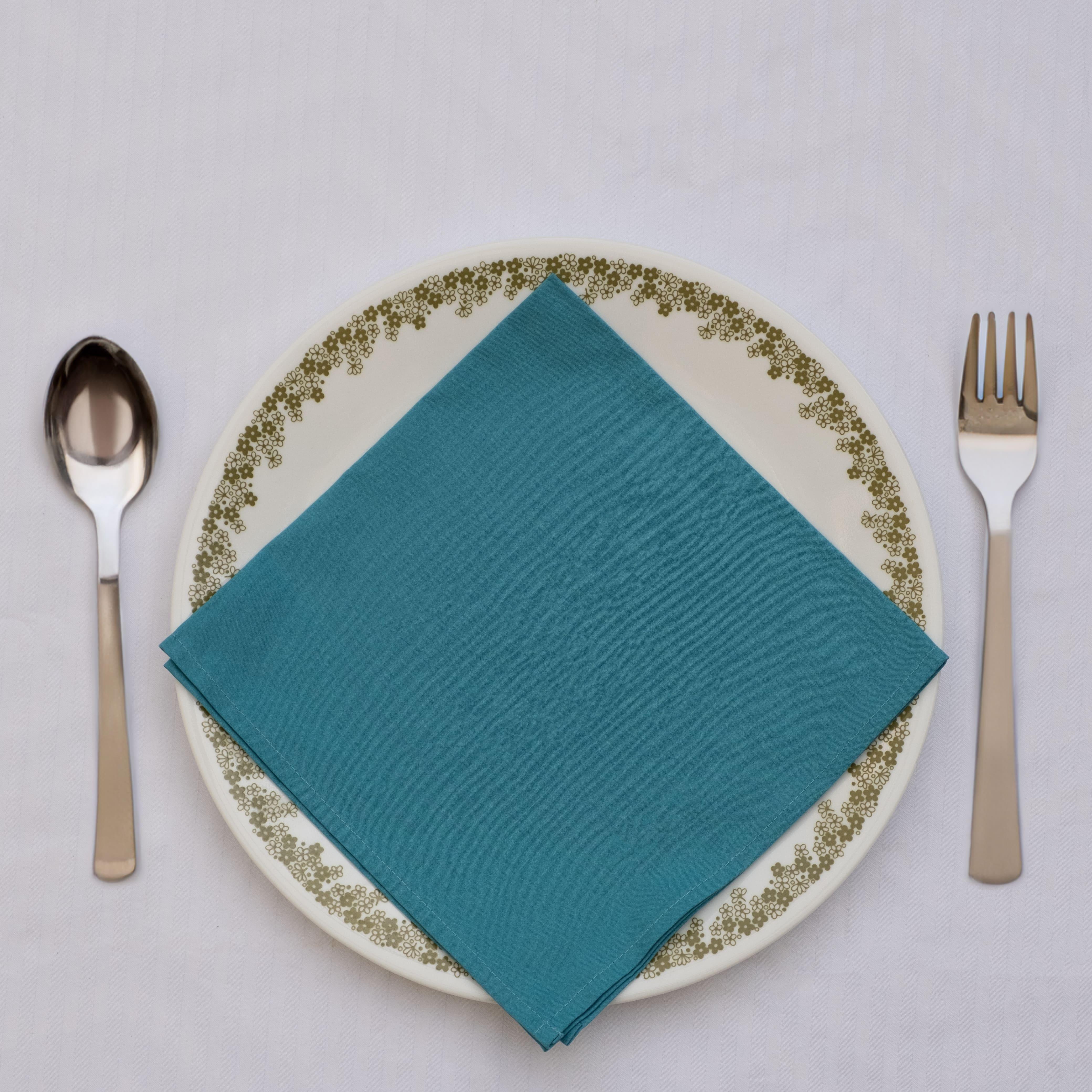 Aqua Blue Dinner Napkins - Floral Art by Nandini (A unit of R S creations and designs)