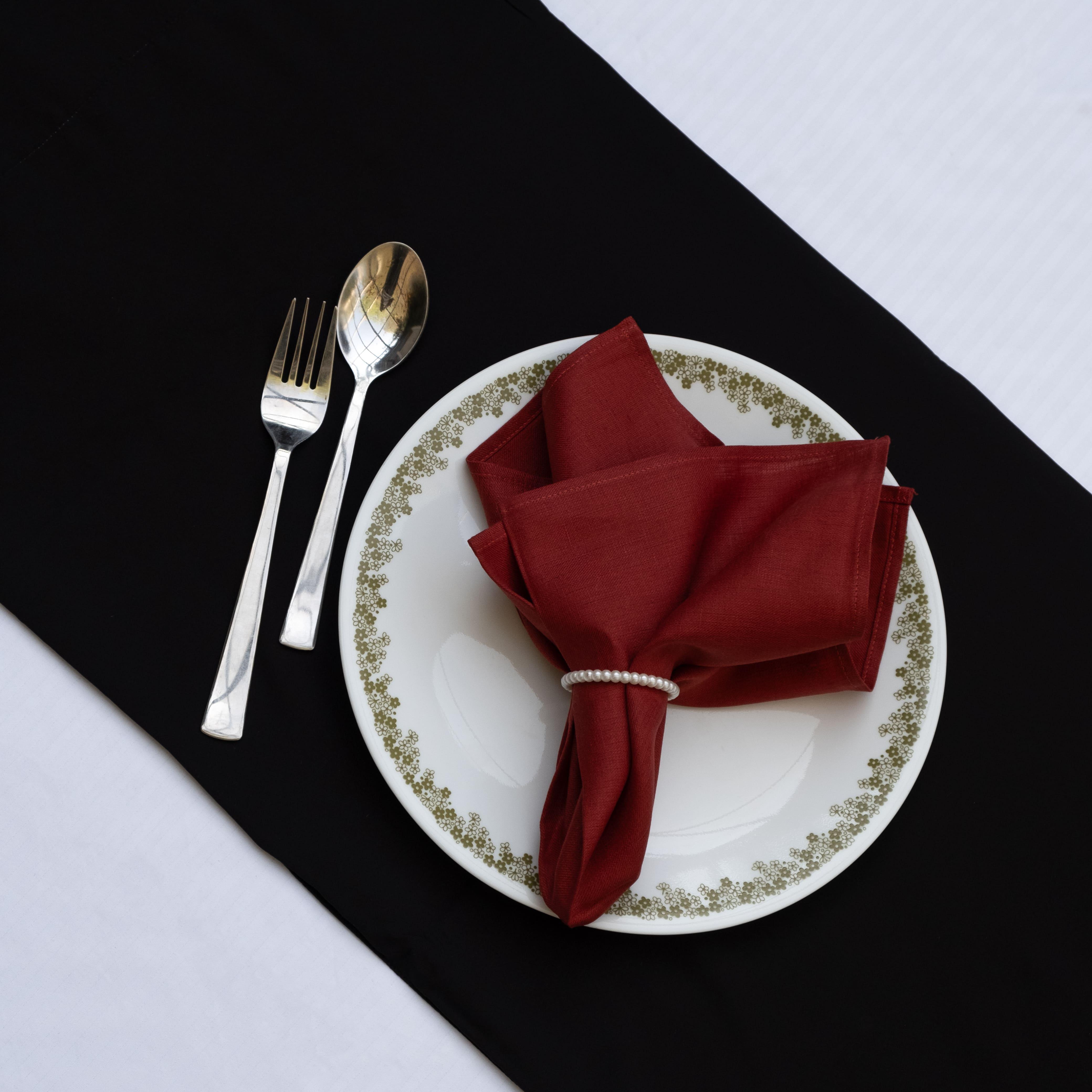 Maroon Dinner Napkin - Floral Art by Nandini (A unit of R S creations and designs)